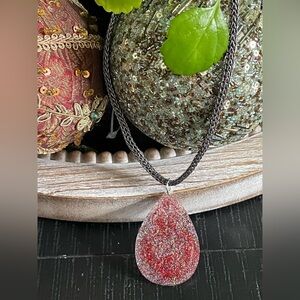 Necklace pendant handmade with resin ! Red color!